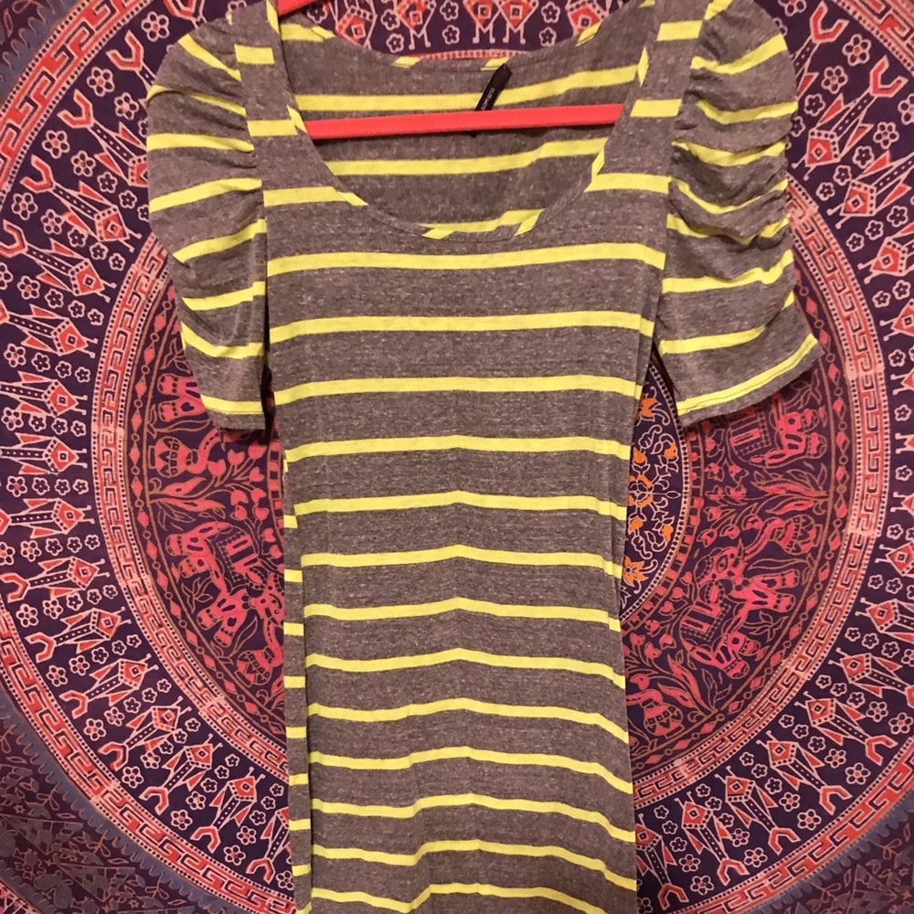 Gray Dress with Lime green stripes